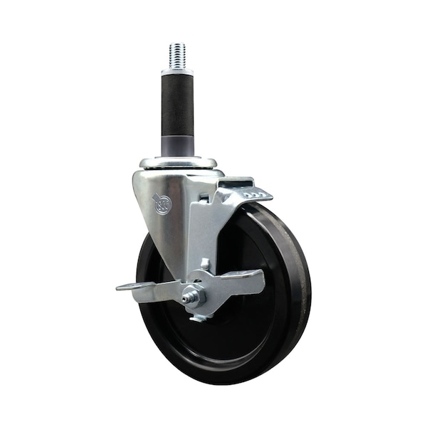 5'' Phenolic Swivel 1'' Expanding Stem Caster with Brake